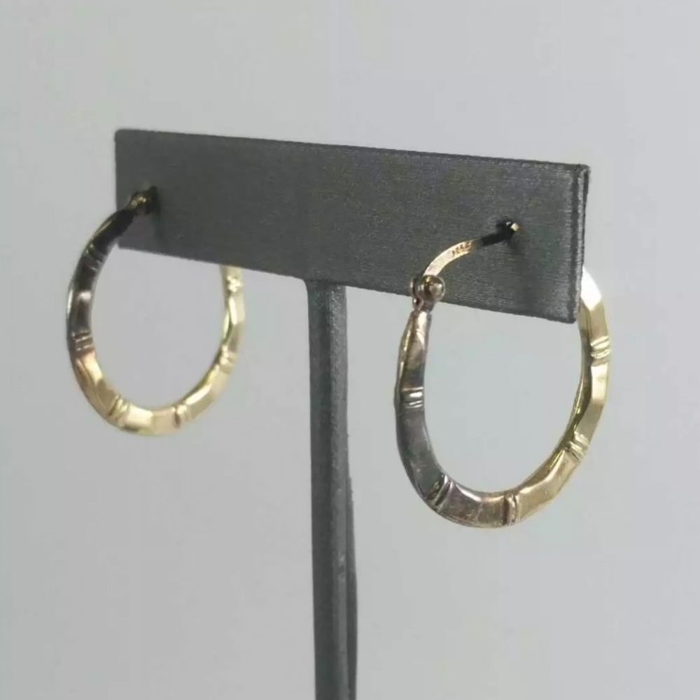 VTG SIGNED GOLD PLATED STERLING SILVER PIERCE EARRINGS HINGE CLASP 3.2 G
